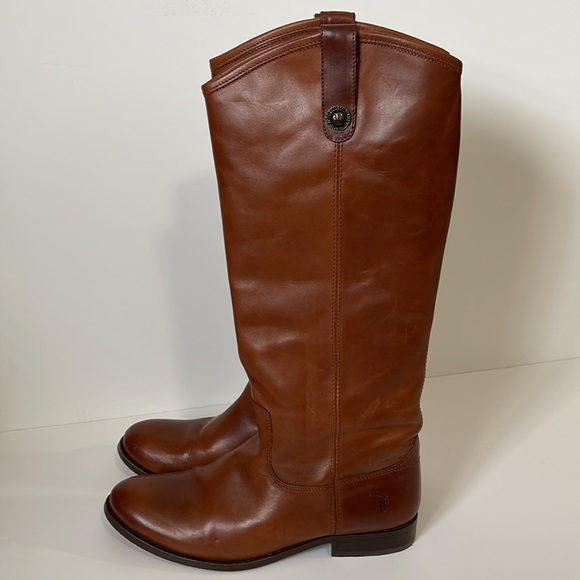 Frye Tall Boots Melissa Button Cognac Size 9.5 - Picture 3 of 12